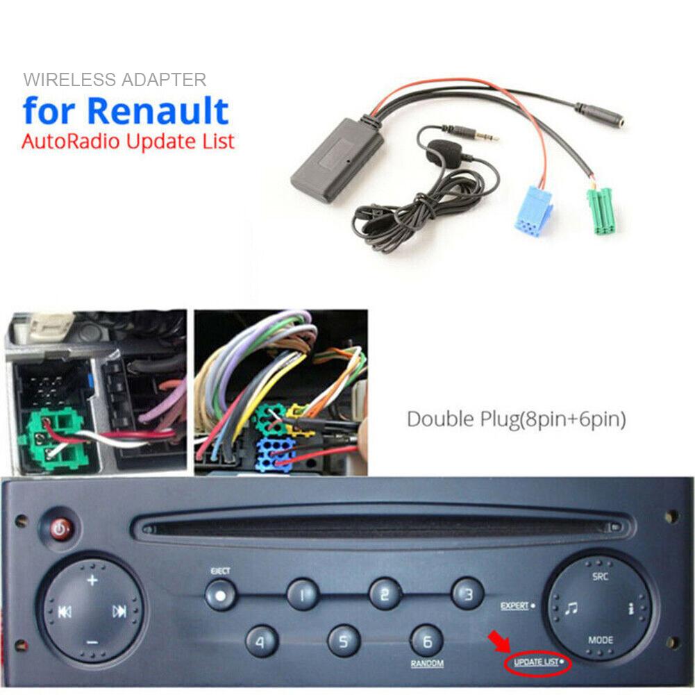 For Renault Update List Radio Audio Cable Adapter Car Bluetooth Adapter Cable with MIC Radio Stereo AUX Cable Adapter Radio Accessories 4