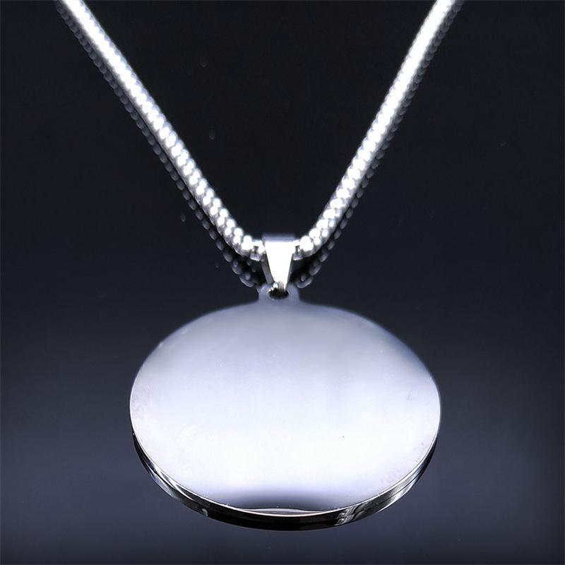 Magisk Talisman Rostfritt Stål Halsband Lyckans Hjul (Agla-INRI) Skydd av ängel Silverfärg Halsband Smycken N2832S02