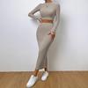 Women's Spring Casual Fashion Crew Neck Long Sleeve Bodycon Knit Set