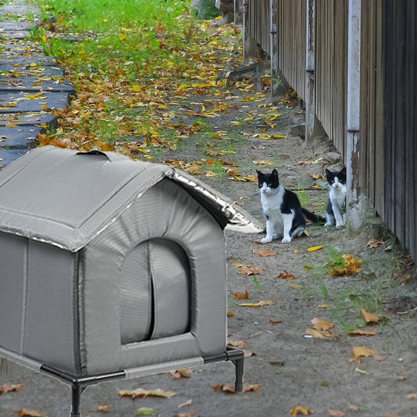 

Уличный домик для кошек Приподнятый Теплый Защитный Приют Зоотовары для Зимы Сарай Сообщество XL