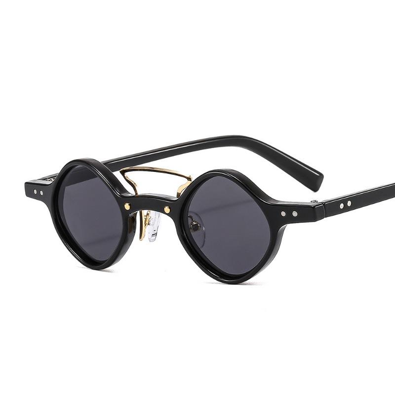 Men Women Retro Steam Punk Glasses New Hippie Small Round Square Sunglasses Double Beam Gradient Vintage Driving Shades Uv400