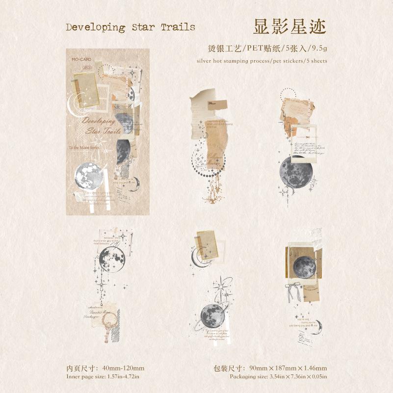 5pcs/1lot Sticker Pack for Moon Series Retro Moon Theme DIY Decorative Stickers