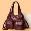 Soft Leather Large Capacity Shoulder Bag Middle-Aged Women's Bag Mother's Bag Commuter Multi-Pocket Crossbody Bag
