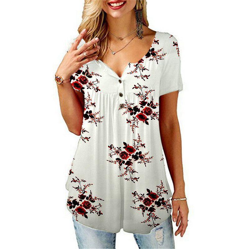 Hauts T-shirts Floraux Élégants à Manches Courtes pour Femmes avec un Design Confortable et ample