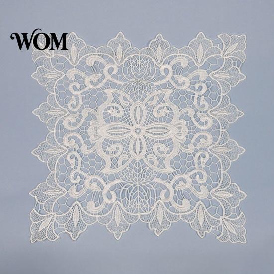 Decorative Table Covers for Weddings White Lace Doily, Elegant Retro Placemat, Embroidered Vintage Floral Doilies Tea Trays Mat, Rectangular