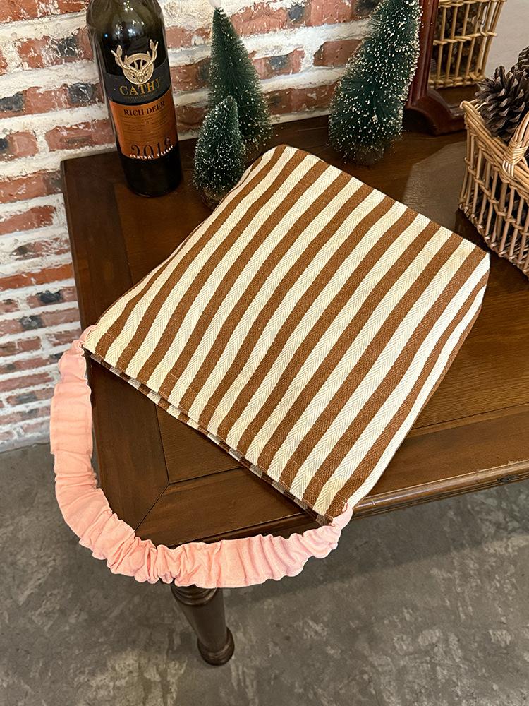 Niche Striped Canvas Bag Women's 2025 New Large-capacity Shoulder Bag Lazy Wind Contrasting Color Literary Tote Bag