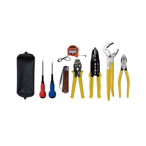 

Tsunoda 9-Piece Electrician Proficiency Test Tool Set, TS-E01S, Includes VVF Stripper and Mini Crimping Tool for Ring Sleeves