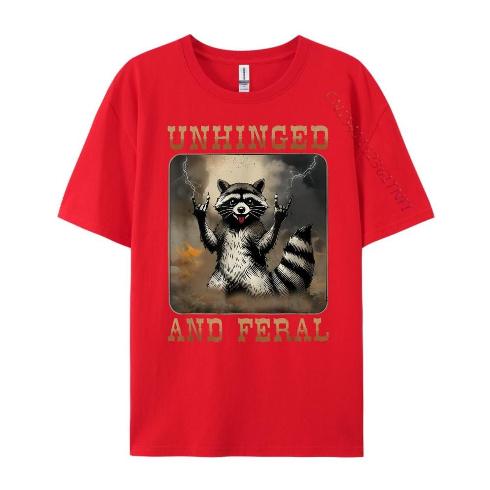Unhinged And Feral Raccoon Cute Feral Racoon Lover Funny T Shirts Unisex Camisetas De Hombre EU SIZE Illustration S