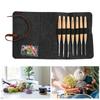 7PCS Wooden Handle Crochet Hook with Big Eye Needle Stitching Marker, Storage Bag for DIY Crochet Craft Hand Stitching