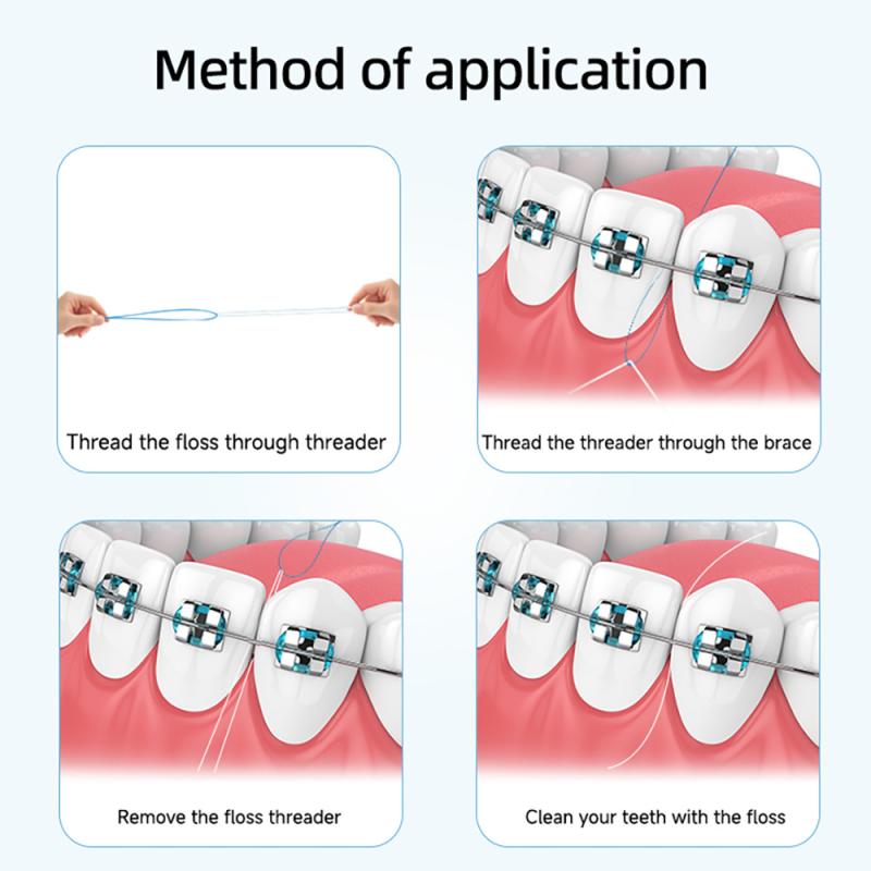 Dental Floss Threader Dental Traction Line Oral Cleaning For Crown Brace Bridge Implant Hoop Threading Braces Steel Traction