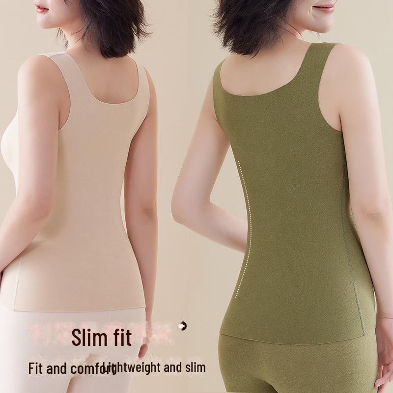 Hřejivá dámská vesta ze sametu German s čtvercovým výstřihem – Bezešvá, s přídavným sametem, Zesílená pro podzim a zimu, Odolná proti chladu.