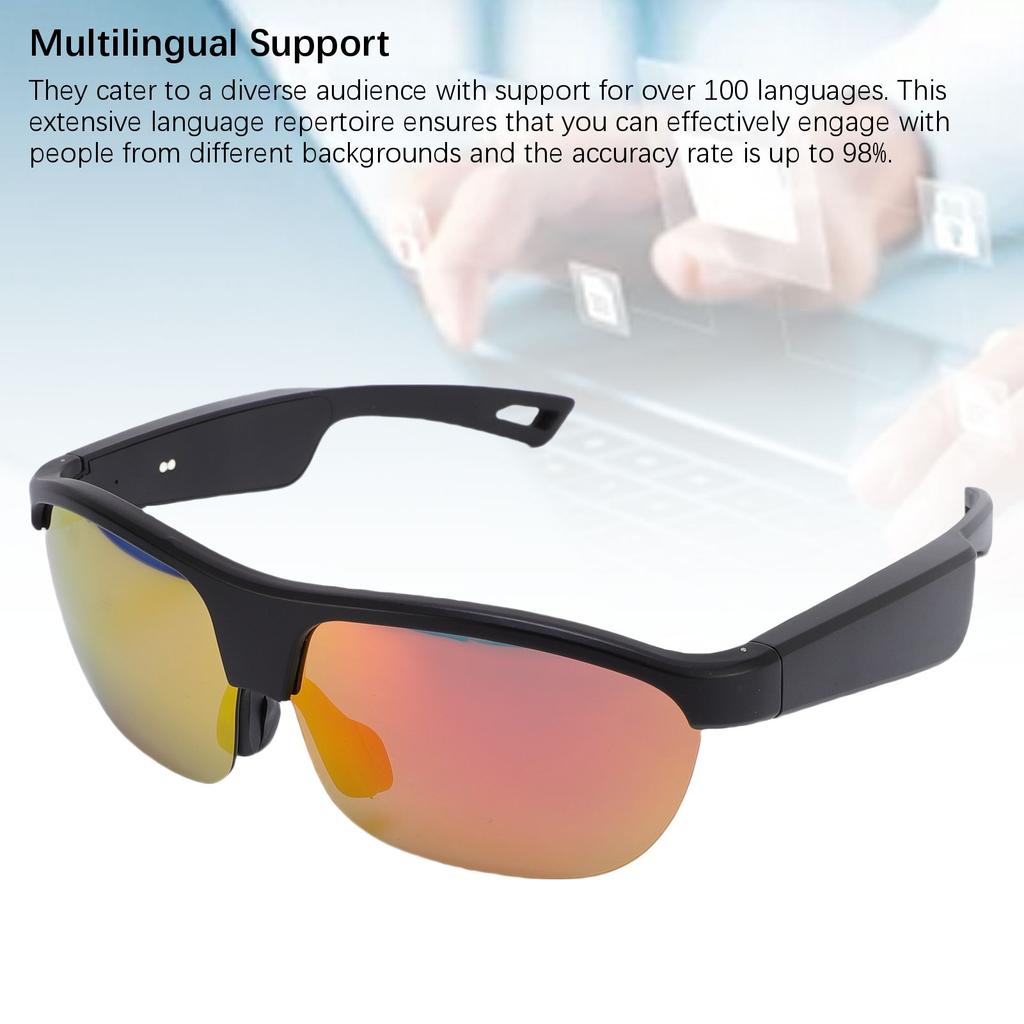 AI Smart Glasses with Speaker Mic Bluetooth Sunglasses Supports 100 Languages Translation for Music