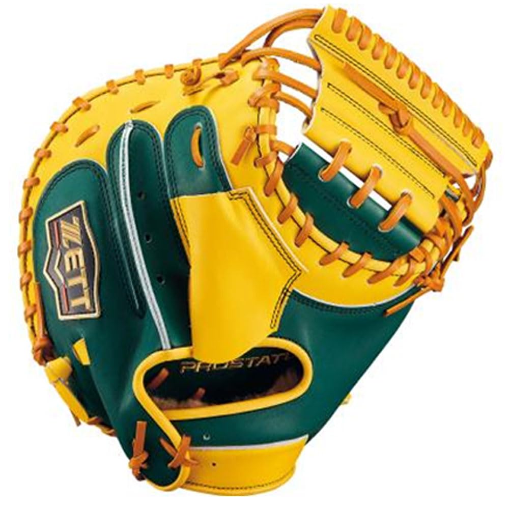 

ZETT Pro Status Soft Baseball Mitt for Second and D Yellow Small Made in BRCB30962T Catcher s Shortstop, Green/T (4954), Size, Japan,