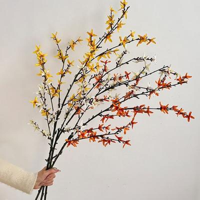 45 Inch Artificial Forsythia Flower Branches Fake Spring Forsythia Stem Faux Winter Jasmine Branches for Vase Floral Arrangement Wedding