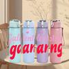 1PC Galentine's Gang Pink Text 750ml Color Plastic Sports Water Bottle Leakproof Flip Straw Lid Suitable for Sports Office Home Use
