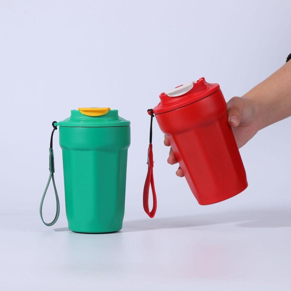 With Lid Thermal Cup Stainless Steel Vacuum Insulated Cup Eight-Angle Coffee Cup  Outdoor Travel