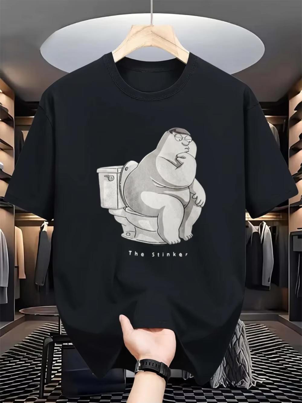

Funny Peter Griffin Family Guy The Stinker Toilet Humor Graphic T-Shirt Black Casual Round Neck Tee for Adults All Sizes S разноцветный