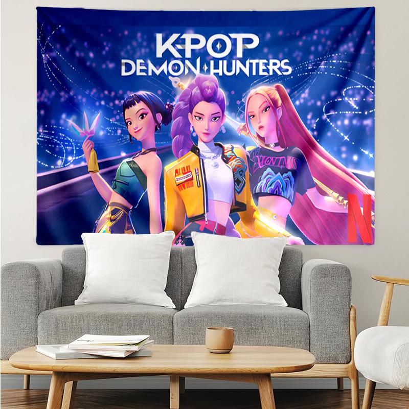 Kpop Hunter5 Tapestry for Bedroom Aesthetic Classroom Tapestries Wall Hanging for Living Room Dorm Office,Ideal Creative Gift