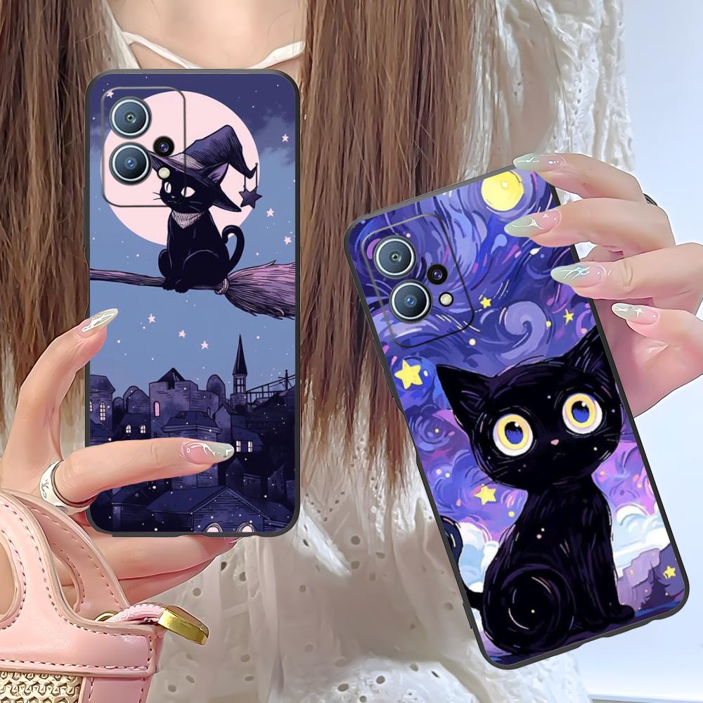 Luna Mond Katze Handyhülle für Huawei P60 P50 P40 P30 P20 P10 P9 P8 Pro Lite Plus Bunte Druckabdeckung Cover Smartphone