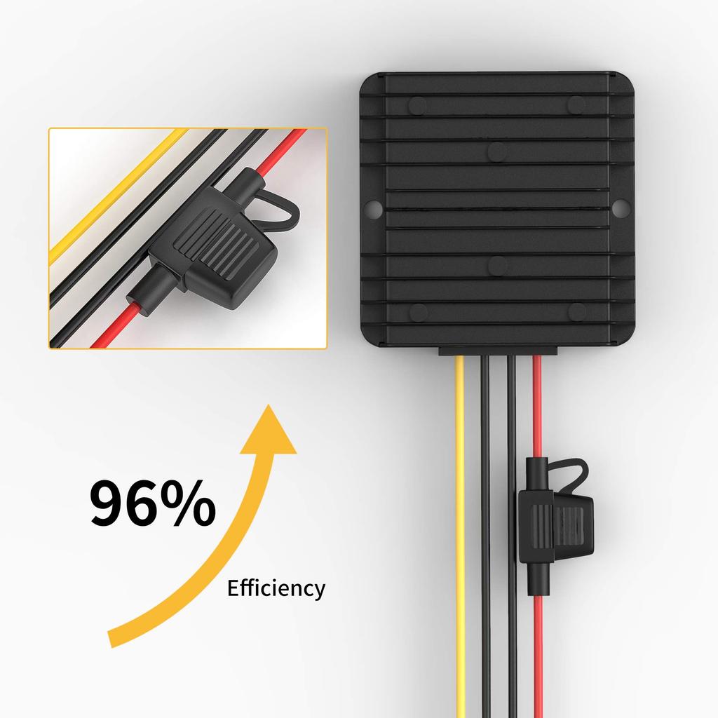 24V To 12V with Power and Waterproof Transformer for 12V Golf LED Motor and Solar Systems DC DC/DC Step-Down Converter, 20A, 240W, Regulator, Fuse,