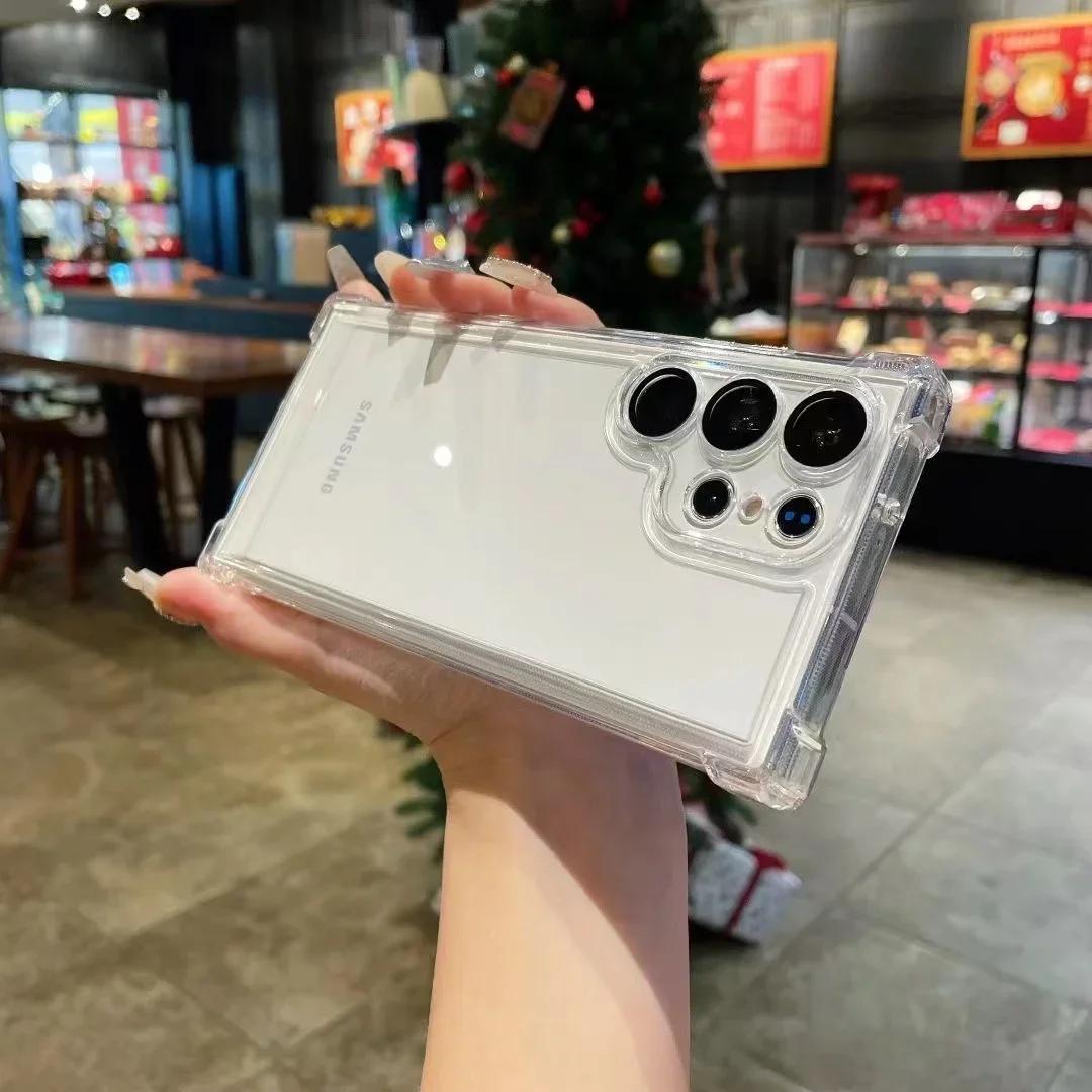 

Роскошный прозрачный чехол для телефона Samsung Galaxy S24 Ultra S23 Ultra S22 Plus S23 FE 5G, защитный бампер для линз, жесткий акриловый чехол For S22Plus