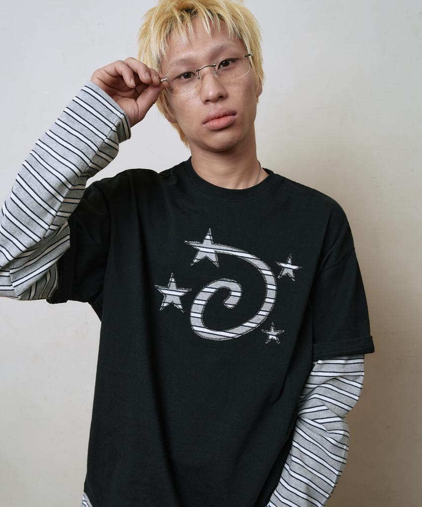 Lujeoseukeulleob Star Logo Applique Long Sleeve T-Shirt Black