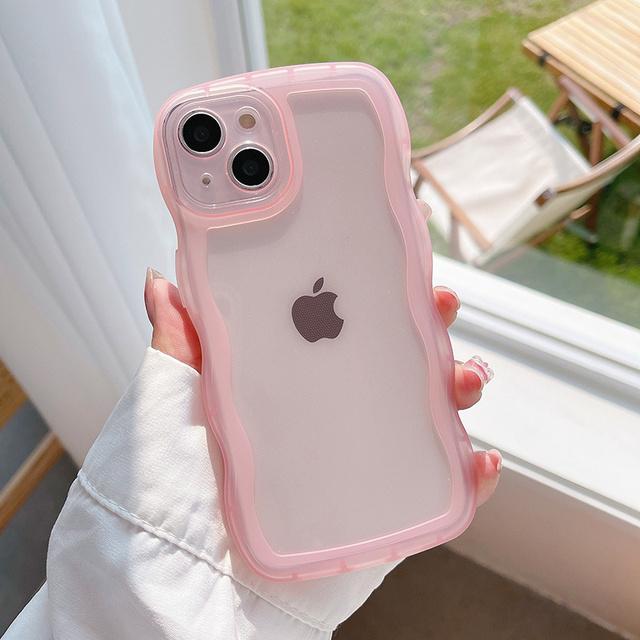 Ottwn Fashion Cute Wave Frame Husa de telefon rezistenta la socuri pentru iPhone 11 12 13 Pro Max X XR XS Max 7 8 Plus SE 2020 Husa din spate moale TPU