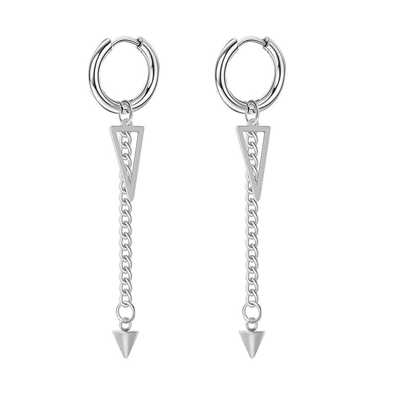 Black Series Titanium Steel Punk Style Earrings - Unisex, Korean Fashion, Unique Design