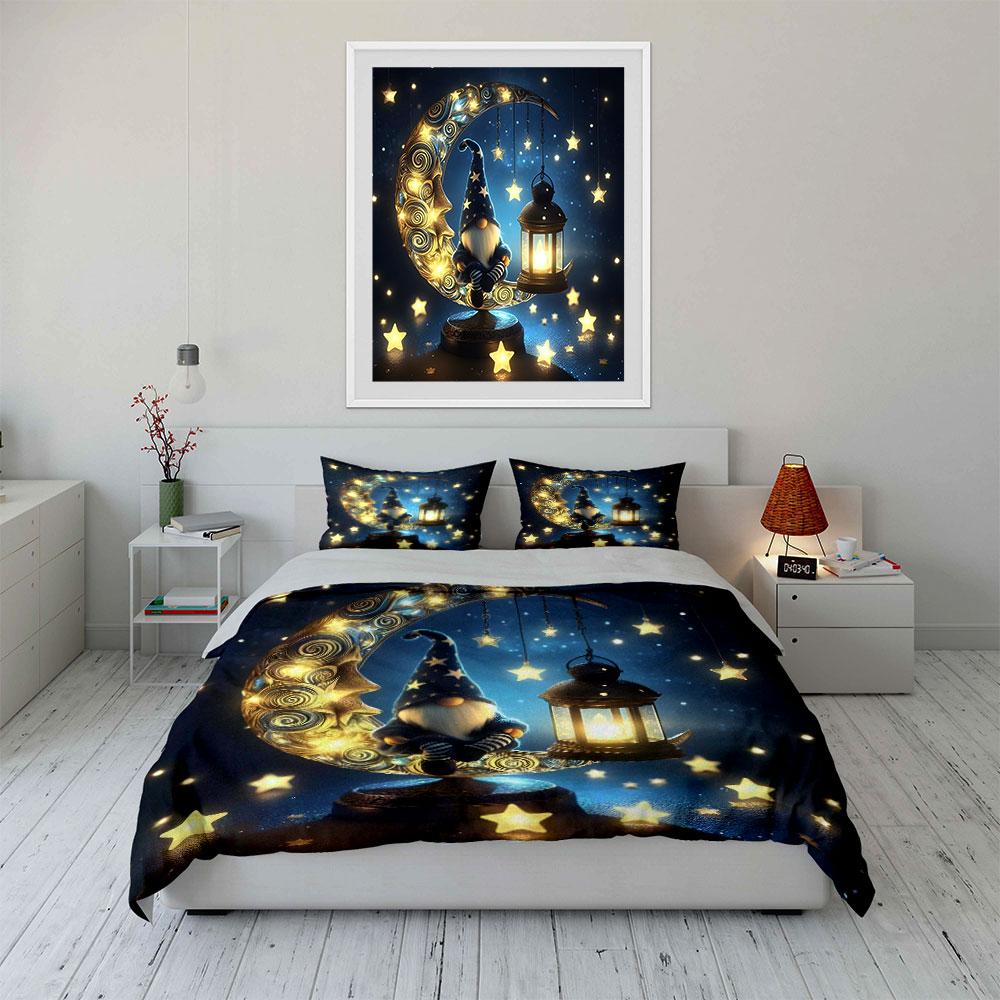 Fairy Moon Gnome Led Decor Multiple Sizes Kid'S And Adults' Bedroom Exquisite 3Pc Bedding Set, Gift