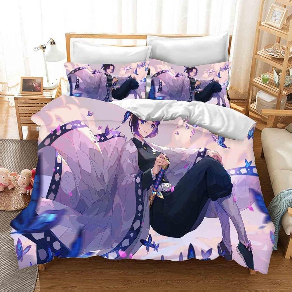 Cartoon Anime Bed Linen,Microfibre Bedding Sets, Children's Bed Linen with Zip Room Decor  Duvet Cover  for Teenagers  Adult