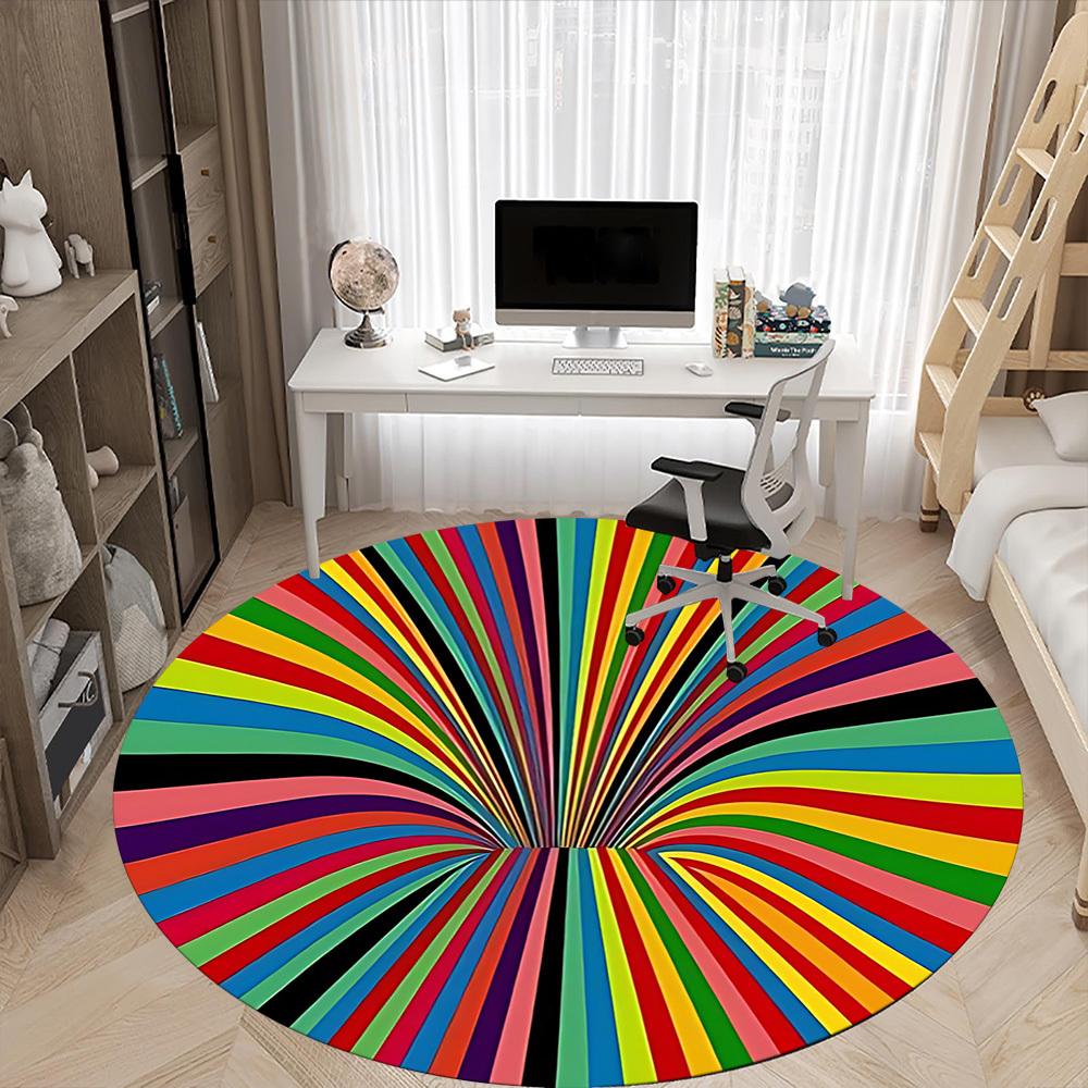 1pc Color Wheel Office Round Area Rug, Indoor Mat Suitable ForOffice, Under Office Chairs Bedroom Living Room Home Decor T153