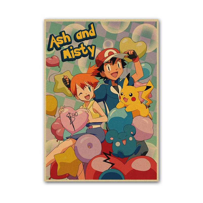 Vintage Pokemon Pikachu Squirtle Bulbasaur Poster Print Anime Canvas Painting Mural Children Bedroom Home Wall Art Decoration