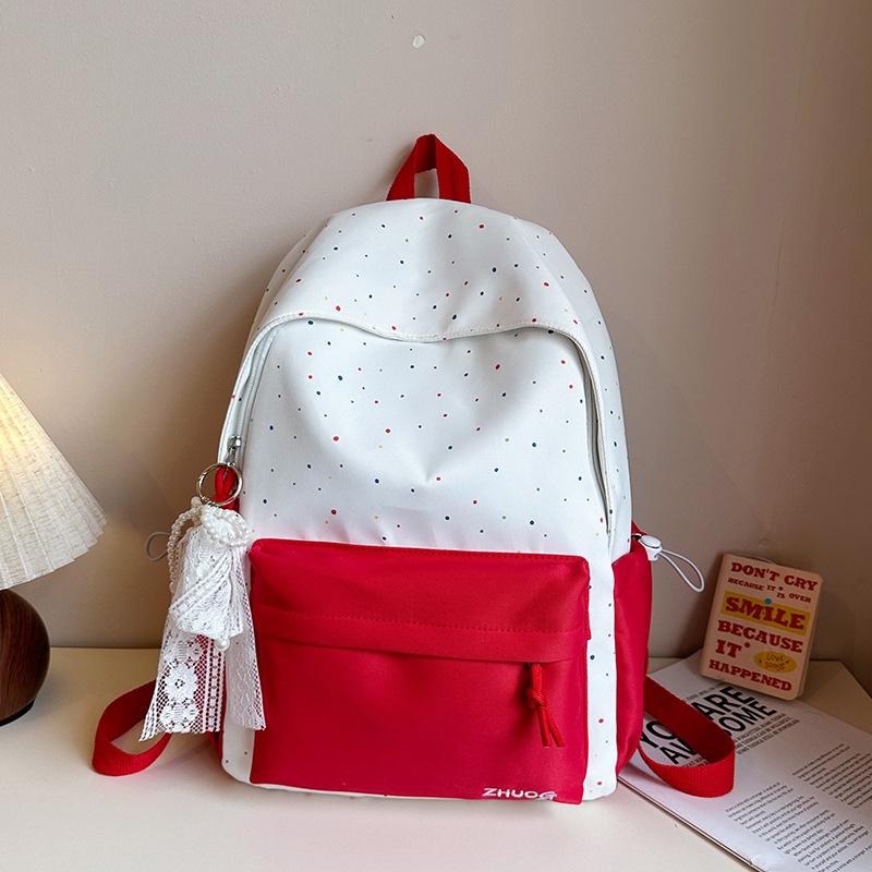 Schoolbag Cold Sweet Cool Milk Polka Dot Backpack Female Junior High School College Student Street Atmosphere Primary School Backpack