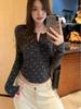 Cloudy Sweet Floral Slim-fit Henley Long-sleeve Women's Thermal Top for Autumn/Winter