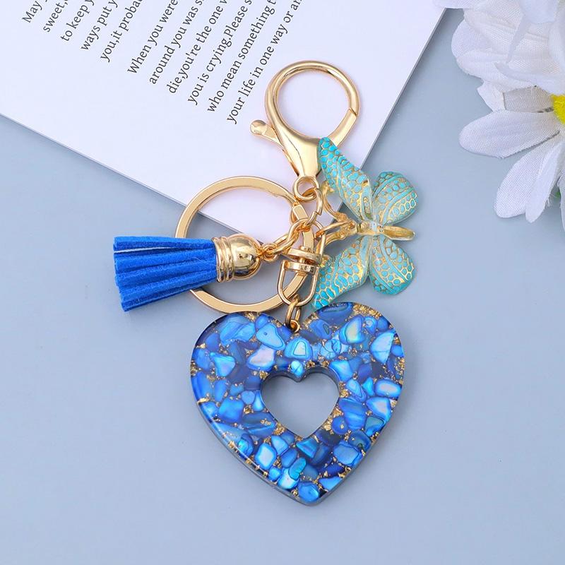 1PC Keyring Creative Butterfly Tassel for Wallet Handbag Love Heart Car Key Accessories Resin Keychain Crystal