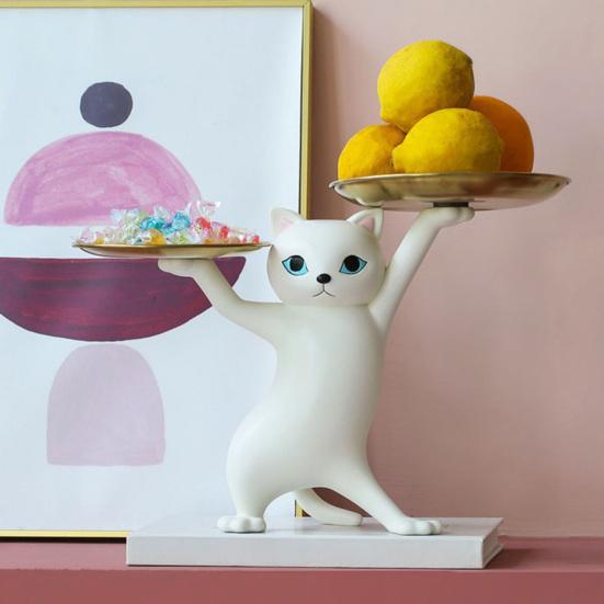 Dancing Cat Animation Resin Figure Creative Cartoon Sand Sculpture Cat Ornament for Living Room Housewarming