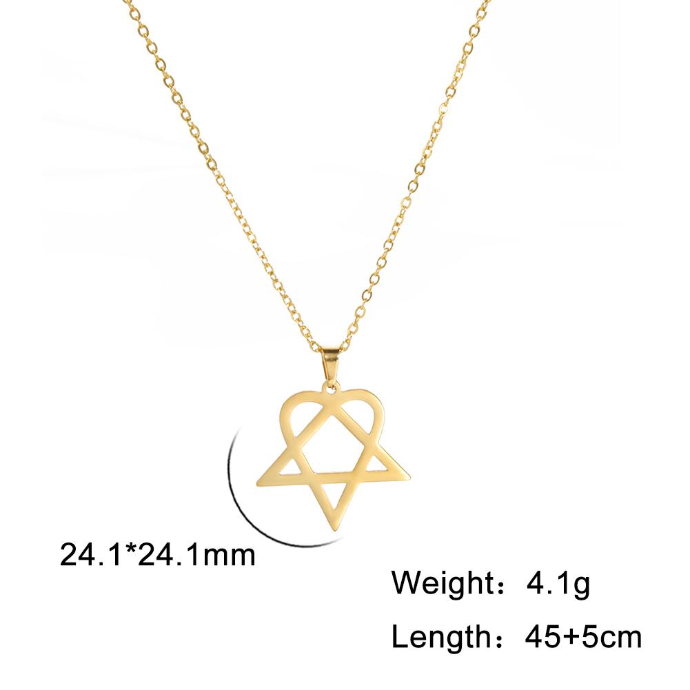 Unift Heartagram Pentacle Pentagram Necklaces for Women Stainless Steel Jewelry Fashion Geometric Pendant Neck Chain Accessories