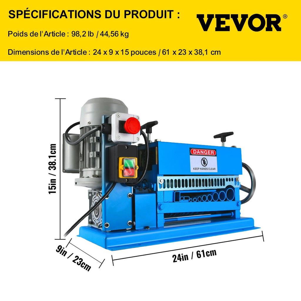 1,5-38MM Automatische Kabelstripper 370W Soorten Metalen Kabel Draadstripper Met 10 Messen Aangedreven Elektrische Kabelstripper 15 M/Min