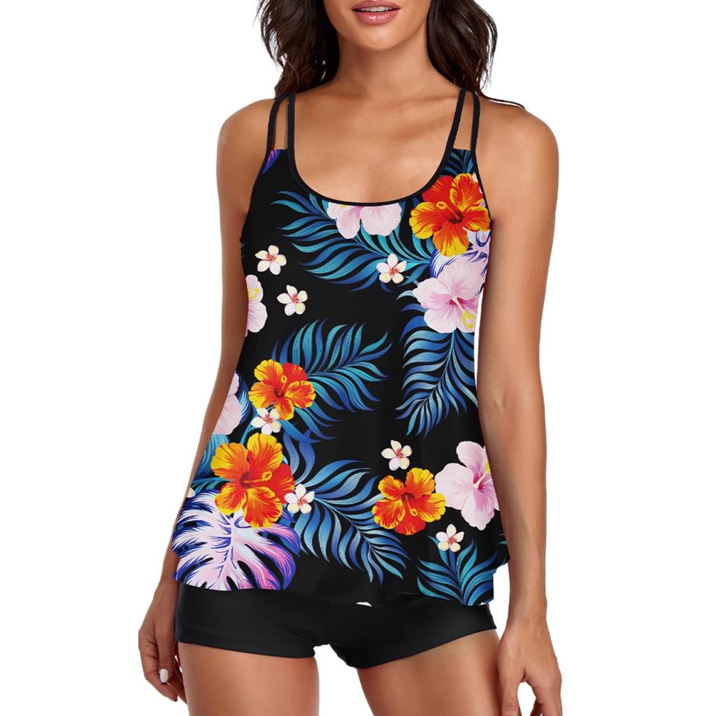 Damen Badeanzug Sexy Bedruckte Weste Shorts Badeanzug Zweiteiliges Set