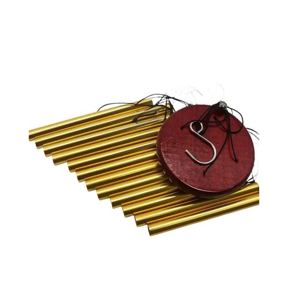 12 Tubes Rotating Solid Wood Aluminum Pipe Wind Chime Waterproof 12 Pipe Classic Matching Music Wind Chime Home Decoration