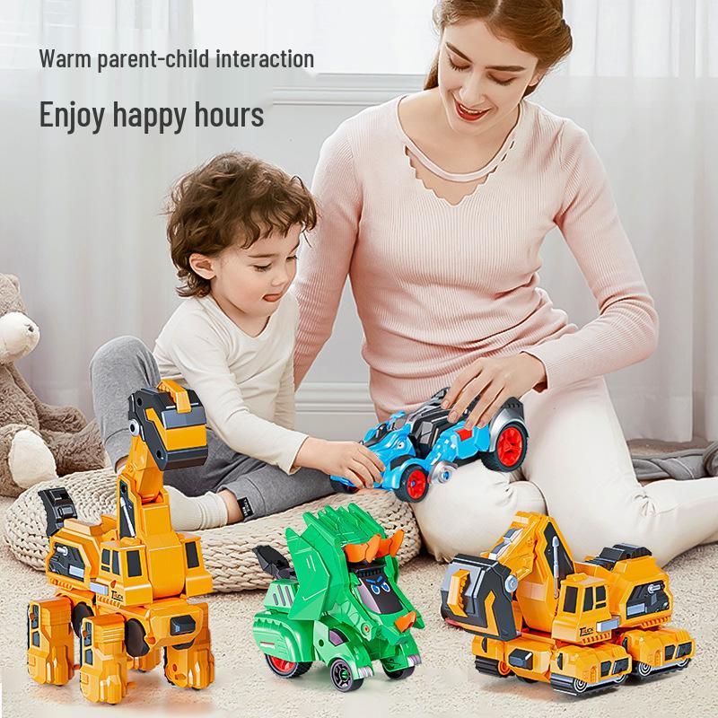Transforming Dinosaur Inertial Toy Car: Plastic Engineering Vehicle for Kids