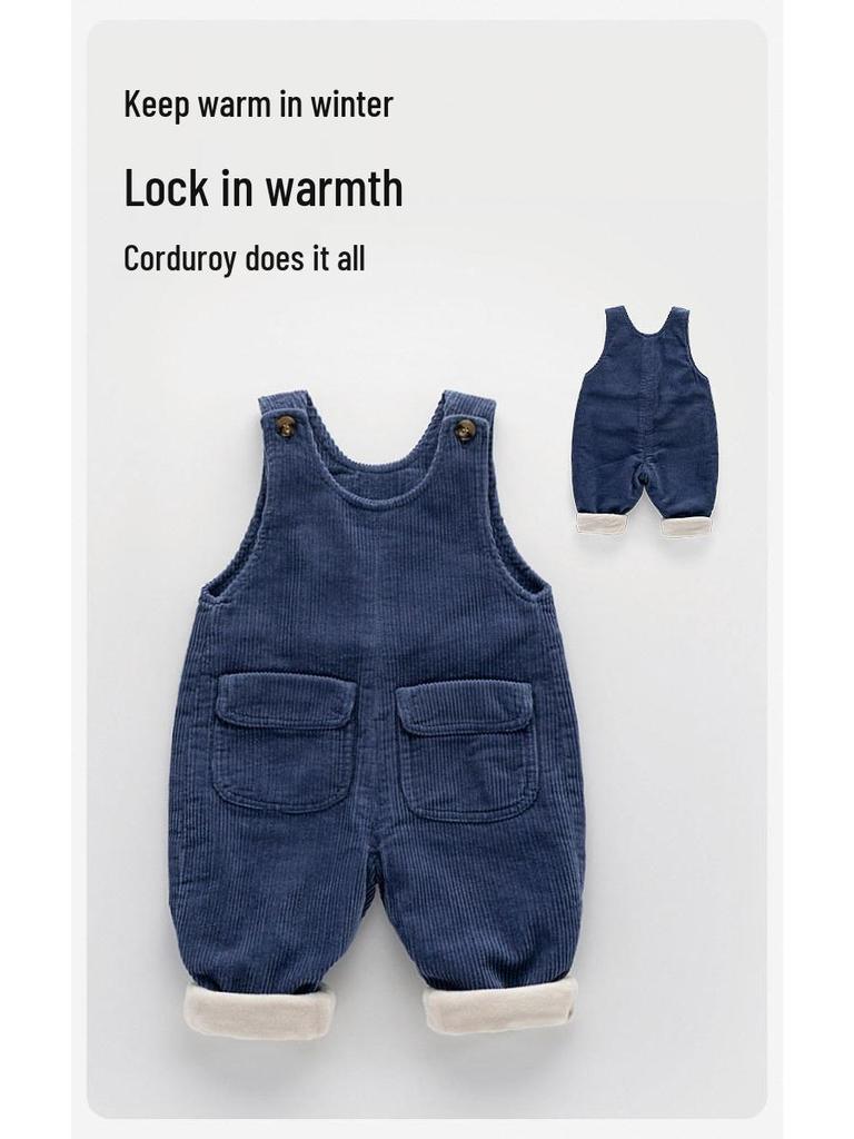 Fleecegefütterte Baby-Overalls für Herbst/Winter: Baumwollhosen für Jungen, Freizeitkleidung für Mädchen und Kleinkinder, Baby-Body