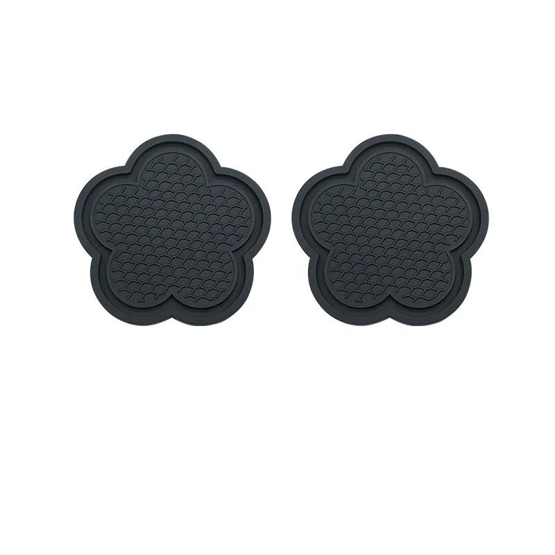 2PCS Car Cup Coaster Flower Shaped Silicone Waterproof Non-Slip Sift-Proof Spill Saucer Auto Interior Anti-skid Cup Holders