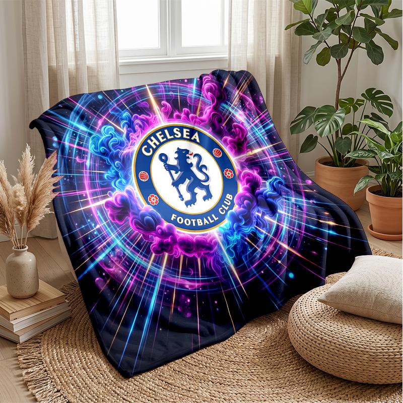 Chelsea FC Theme Blanket Soft Flannel Blanket Plush Throw Blanket Cozy Sofa Bed Blanket for Home Decor