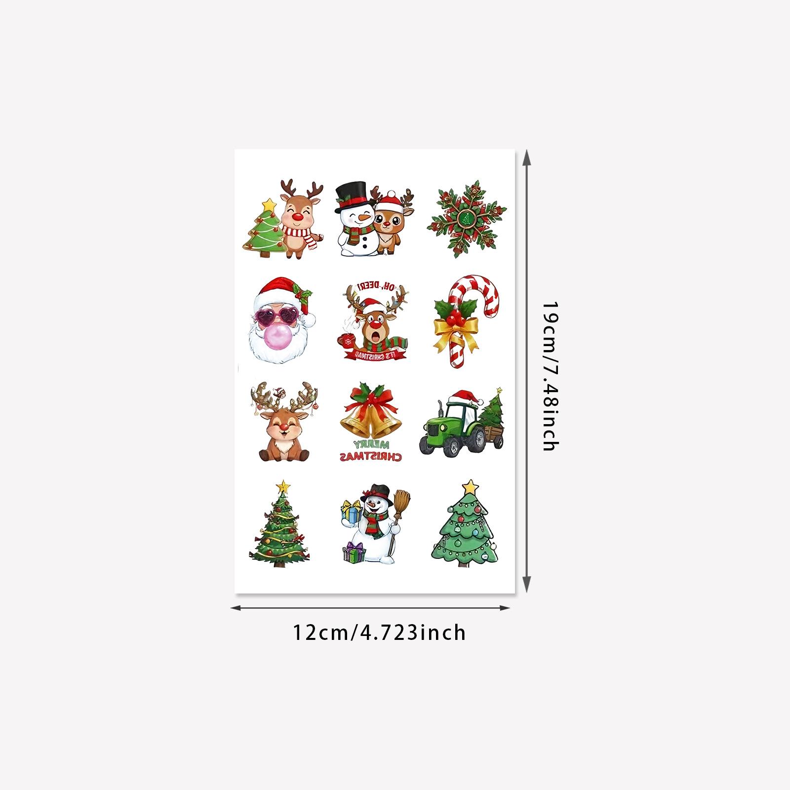 Tattoo Stickers Waterproof Female Lasting Cute Santa Claus Christmas Tattoo Stickers Tattoo Stickers 12*19
