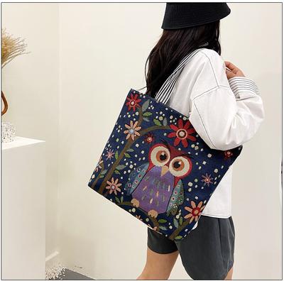 Frühlingsmode Illustration Tragetasche Literarisch Retro Schultertasche Achseltasche Einseitige Stickerei Tasche Damen