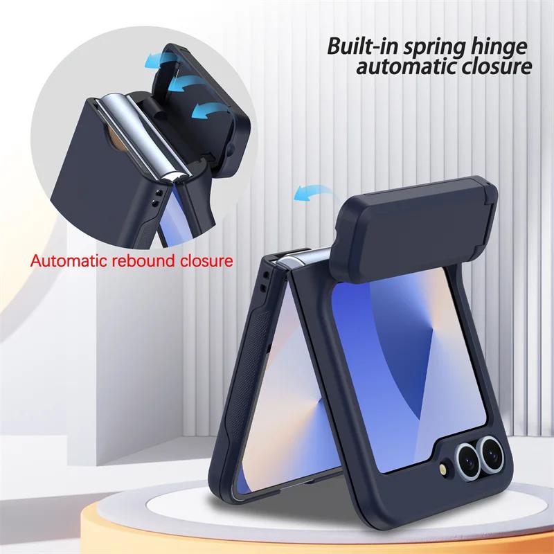 Solid Color Wallet Card Slot Folding Phone Case For Samsung Galaxy Z Flip 7 FE 6 5 Matte Shockproof Bracket Hinge Protect Cover