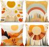 4pcs Abstract Sun Rainbow Mountain Geometric Printed Pillow Cover Polyester Cushion Case 2D Flat Printing Pillowcase Now