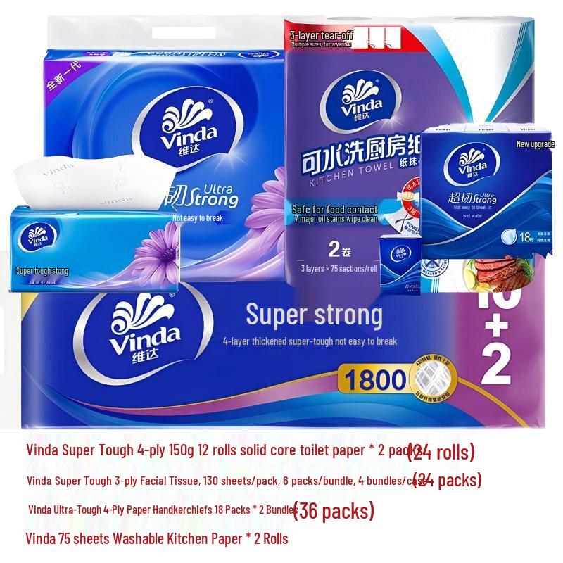 Vinda Ultra-Tough Household Tissue Paper Combo Pack