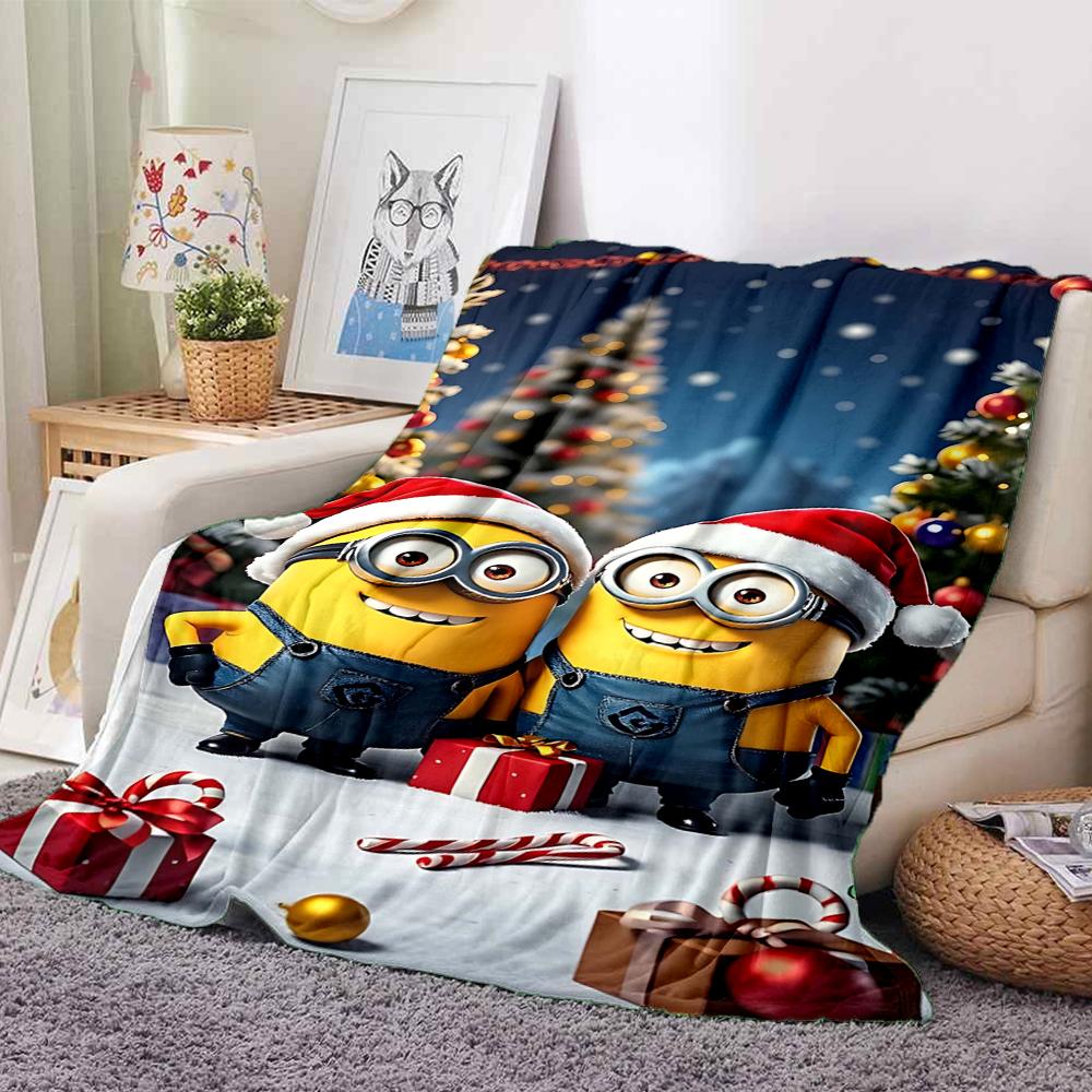 1Pc Minions Christmas Celebration Blanket Soft And Comfortable Casual Warm Camping Travel Christmas Halloween Gift M91754